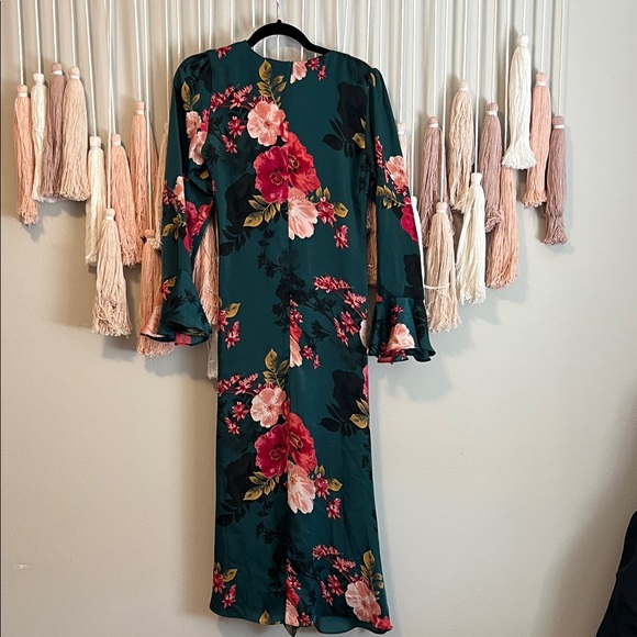 Misa Los Angeles Emerald Green Floral Ruffle Maxi Dress size xs NWT - Picture 3 of 3